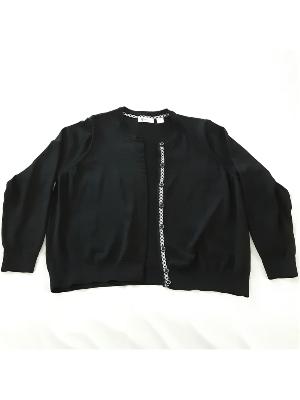 Women's Greg Norman Black & White Cardigan Sweater XL